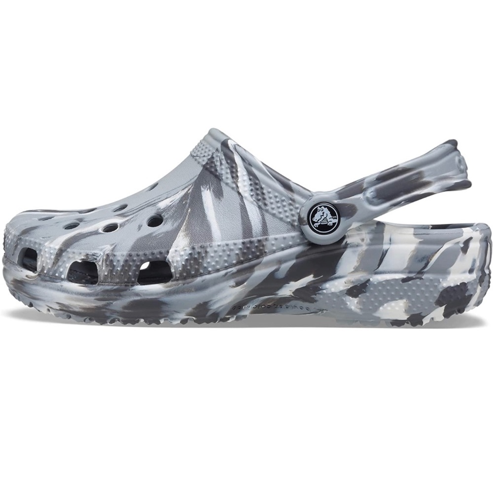 Grey marble crocs